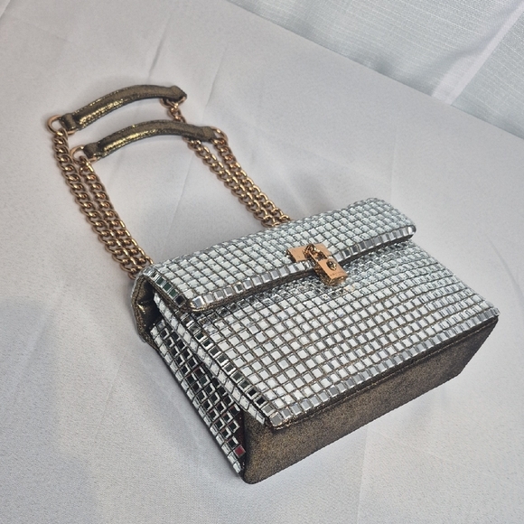 Kurt Geiger Metallic Grid Shoulder Bag W/Dust Bag NWT - Picture 13 of 16